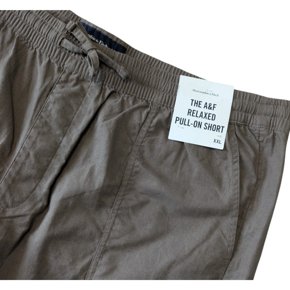 Abercrombie & Fitch Brown Relaxed Linen Blend Pull On Shorts New Size XXL Mens - Picture 4 of 5